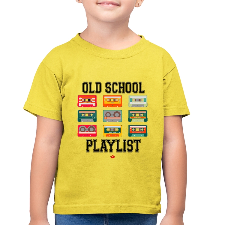 Camiseta Algodão Infantil Old School Playlist - Amarelo Canário