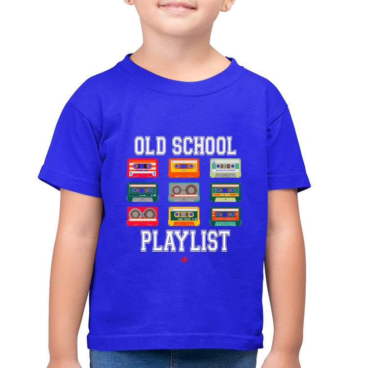 Camiseta Algodão Infantil Old School Playlist - Azul Royal