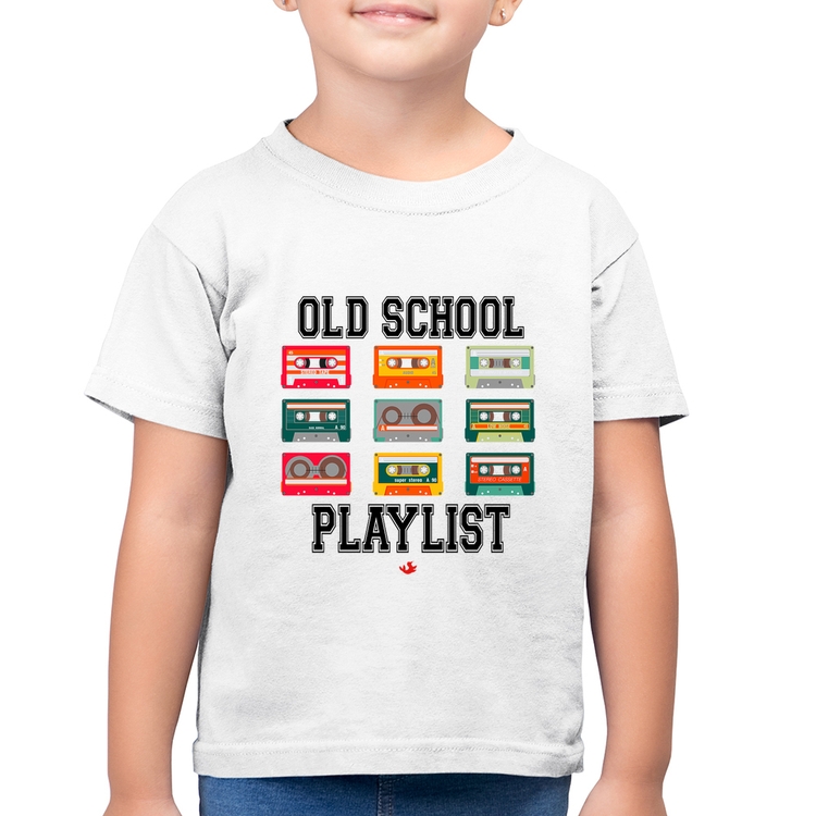 Camiseta Algodão Infantil Old School Playlist - Branca