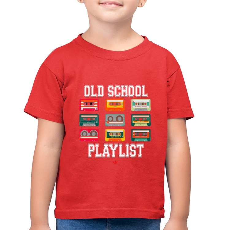 Camiseta Algodão Infantil Old School Playlist - Vermelha