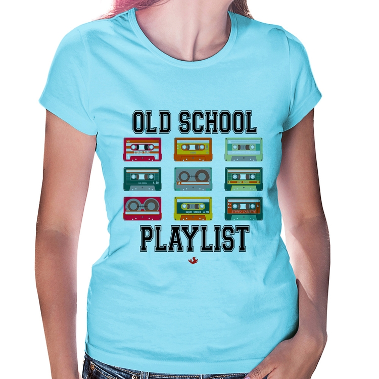 Baby Look Old School Playlist - Azul Bebê