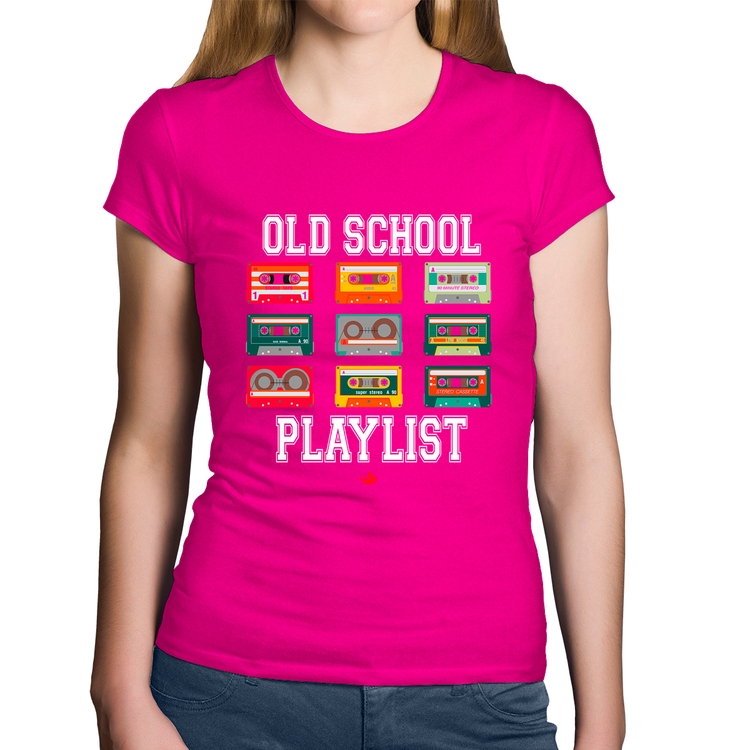 Baby Look Algodão Old School Playlist - Rosa