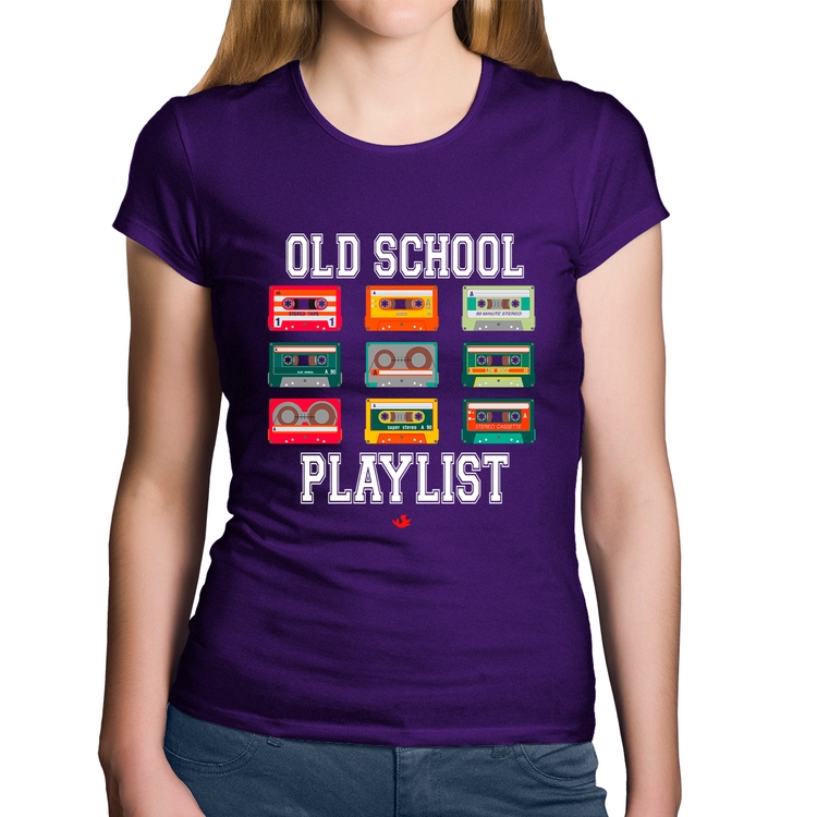 Baby Look Algodão Old School Playlist - Roxa