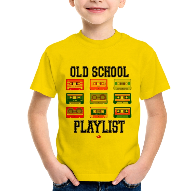 Camiseta Infantil Old School Playlist - Amarela