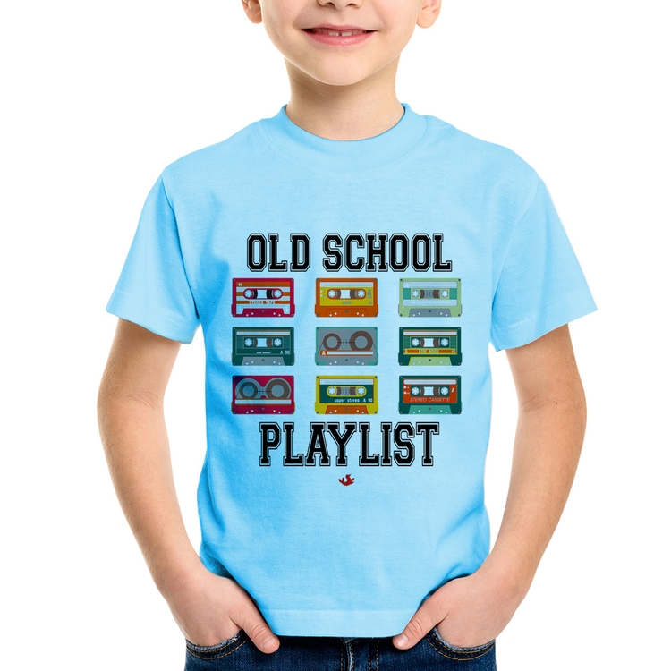 Camiseta Infantil Old School Playlist - Azul Bebê