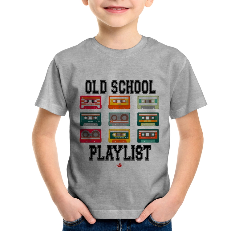 Camiseta Infantil Old School Playlist - Cinza