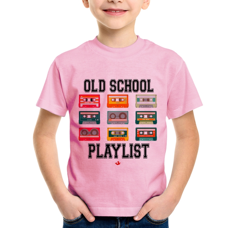 Camiseta Infantil Old School Playlist - Rosa Bebê