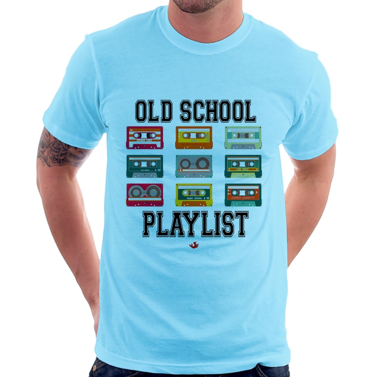 Camiseta Old School Playlist - Azul Bebê