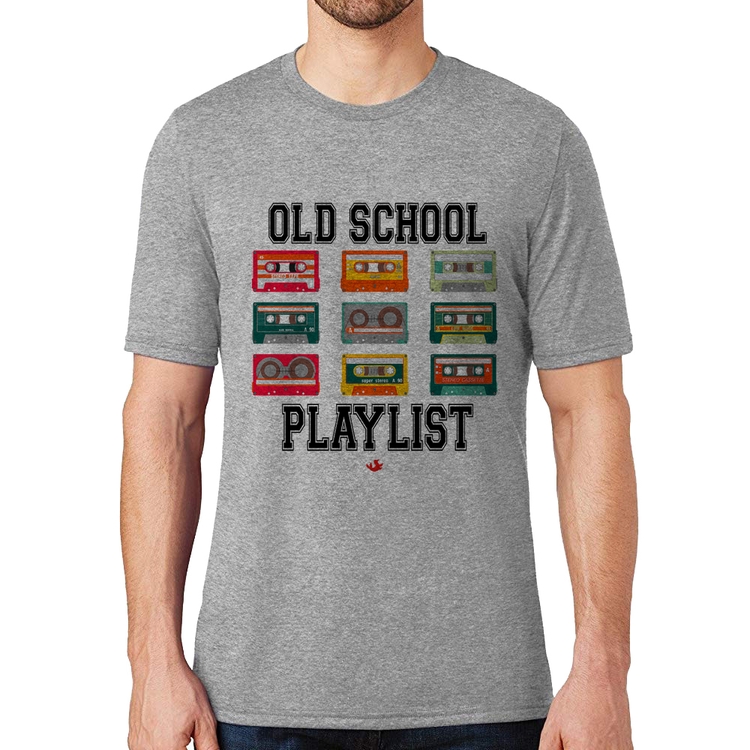 Camiseta Old School Playlist - Cinza