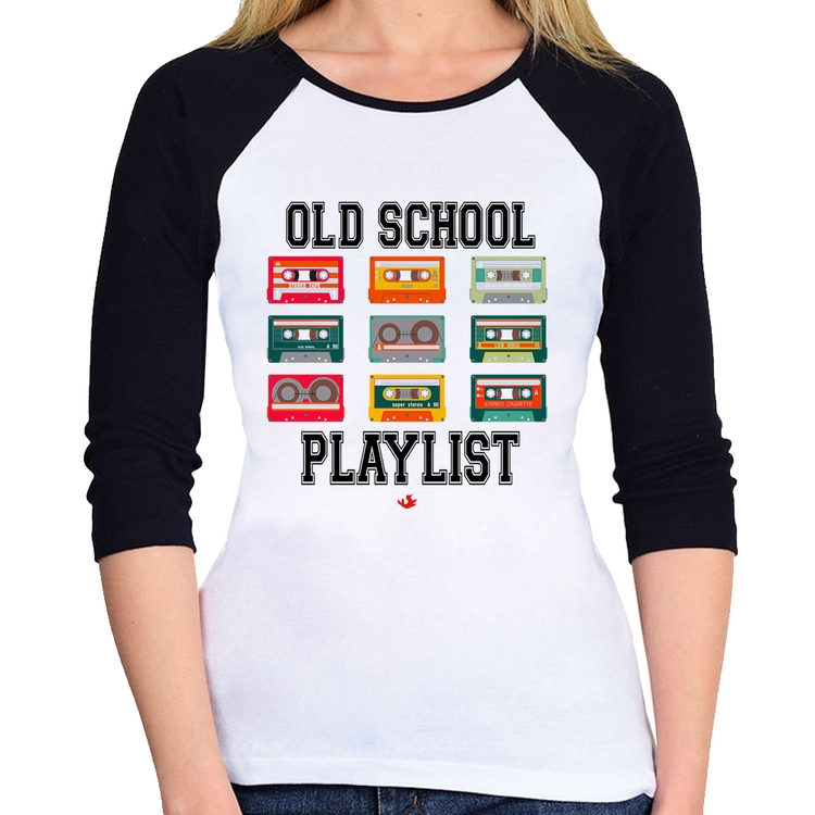 Baby Look Raglan Old School Playlist Manga 3/4