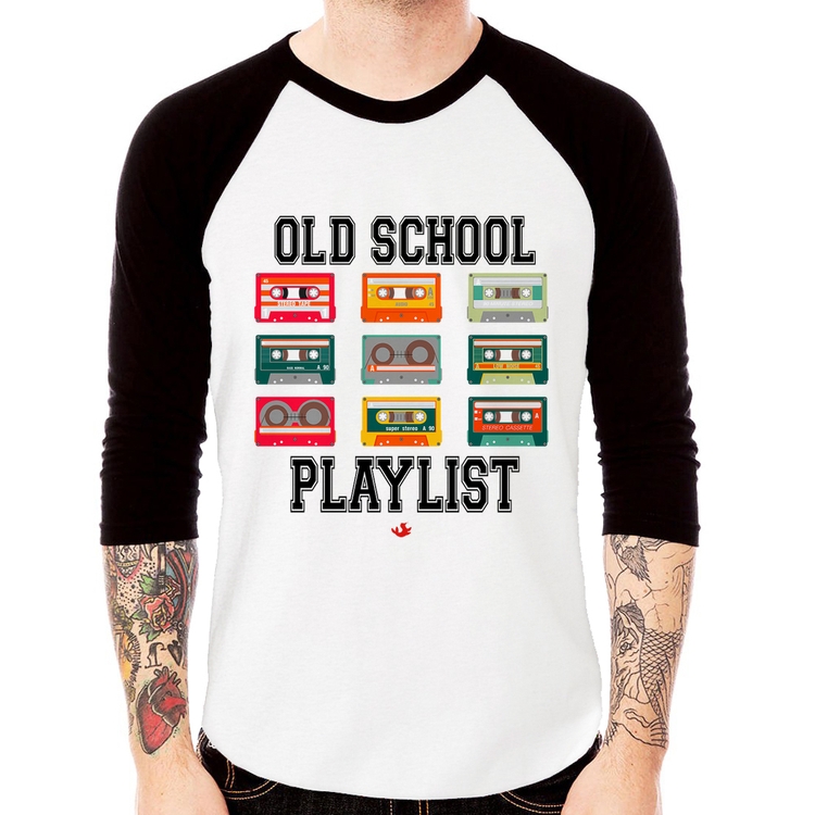 Camiseta Raglan Old School Playlist Manga 3/4