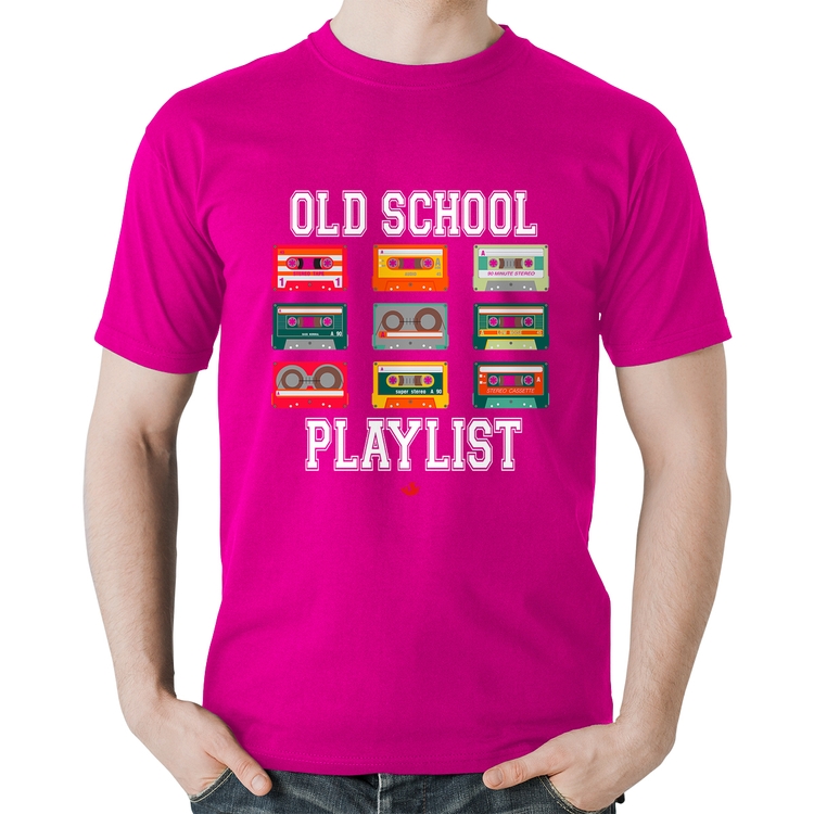 Camiseta Algodão Old School Playlist - Rosa