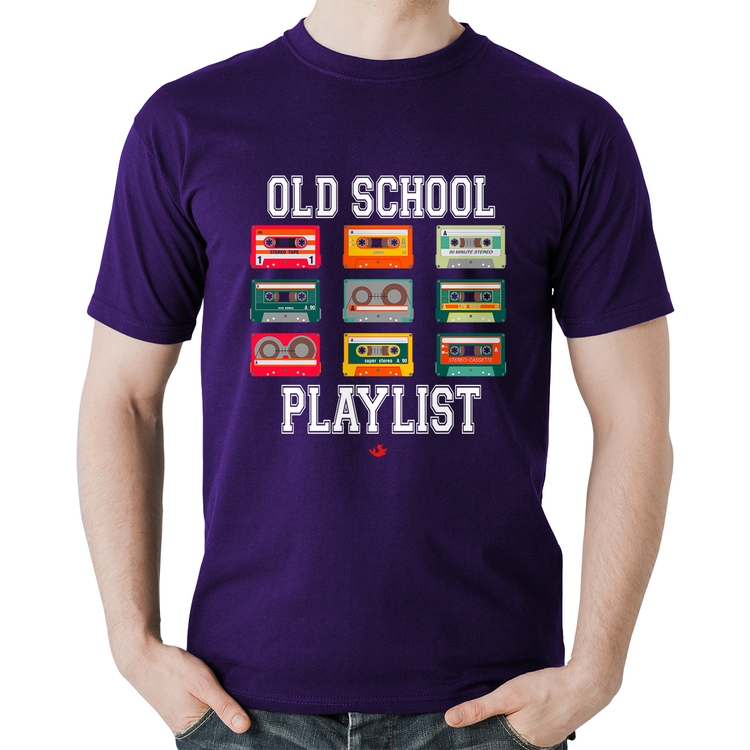 Camiseta Algodão Old School Playlist - Roxa