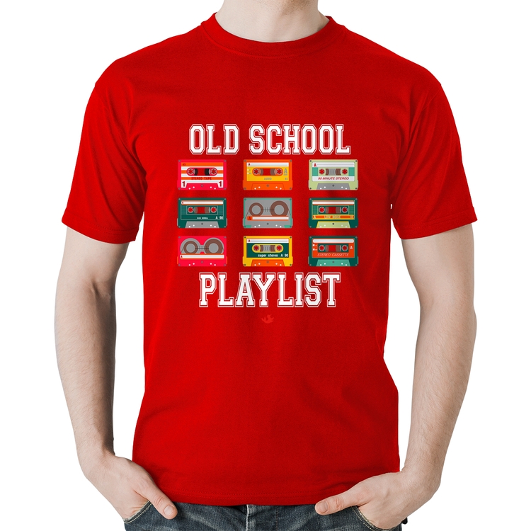 Camiseta Algodão Old School Playlist - Vermelha