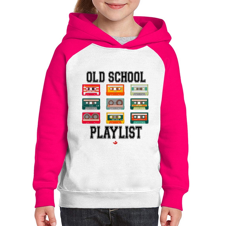 Moletom Infantil Old School Playlist - Branco/Rosa