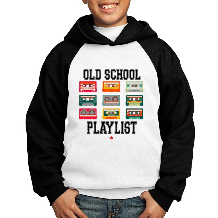 Moletom Infantil Old School Playlist - Branco/Preto