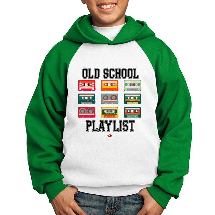 Moletom Infantil Old School Playlist - Branco/Verde