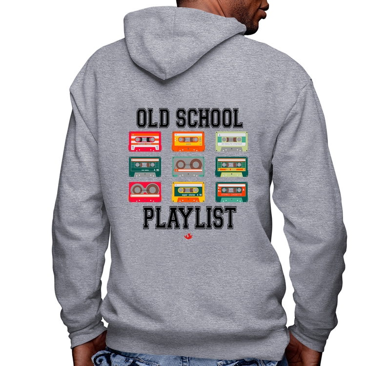 Blusa Moletom Old School Playlist Masculina com Capuz e Zíper - Mescla