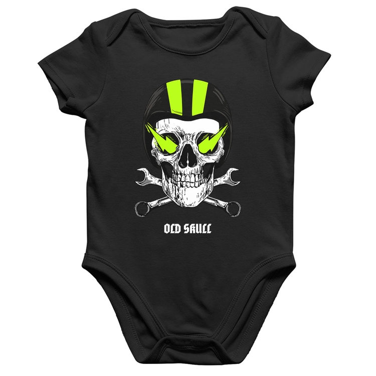 Body Bebê Algodão Old Skull Motorcycle