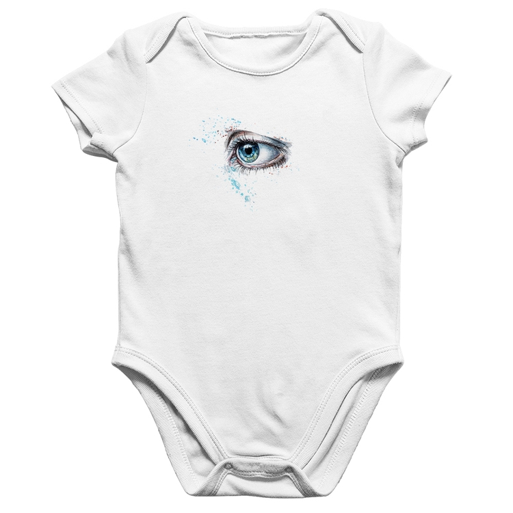 Body Bebê Algodão Olho Arte - Branco