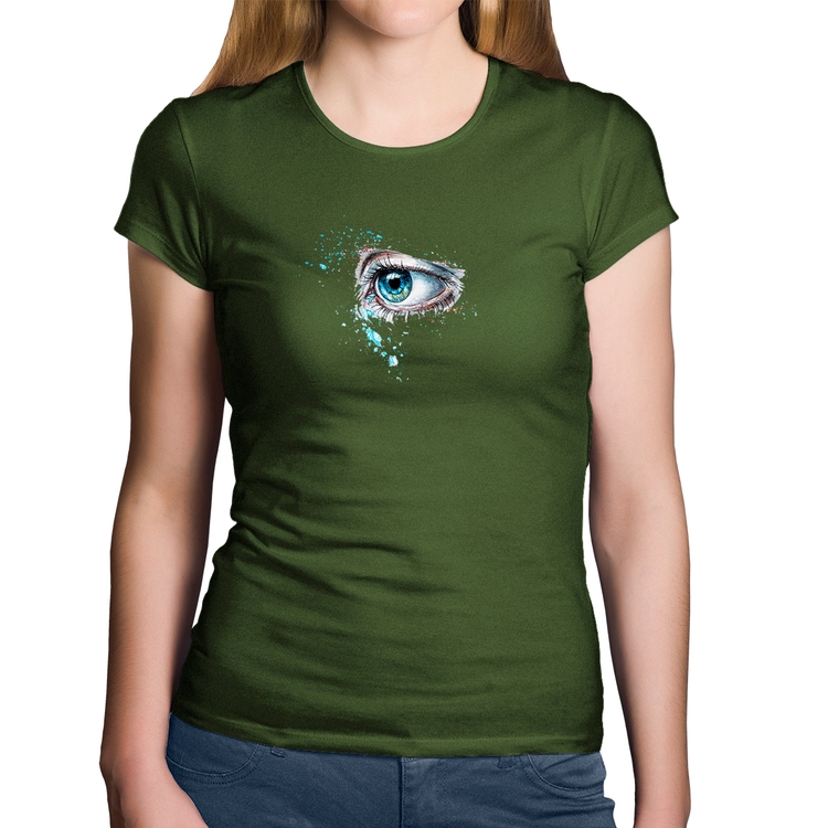 Baby Look Algodão Olho Arte - Musgo