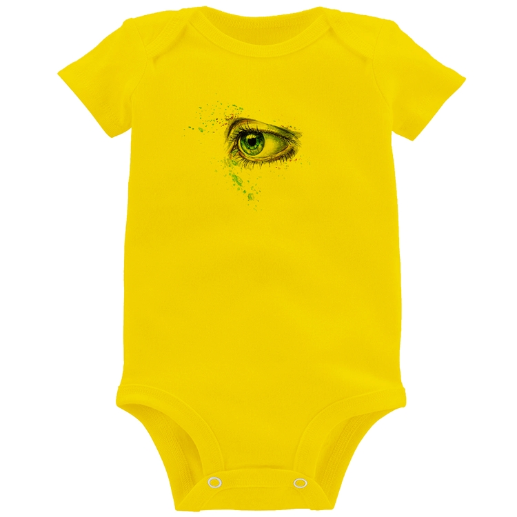 Body Bebê Olho Arte - Amarelo