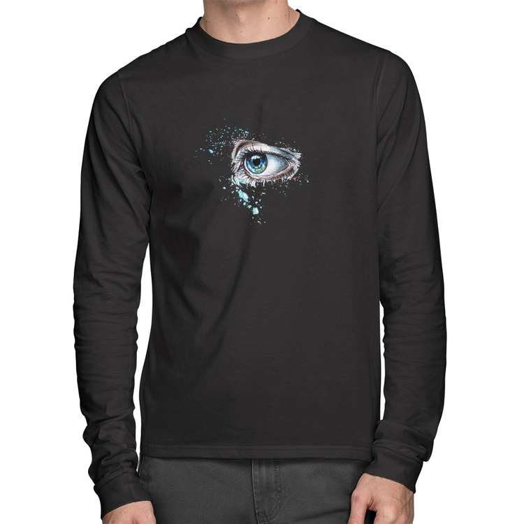 Camiseta Algodão Olho Arte Manga Longa