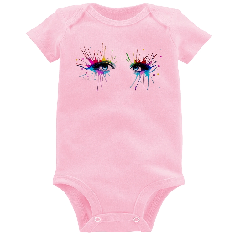 Body Bebê Olhos Cores Pintura - Rosa Bebê