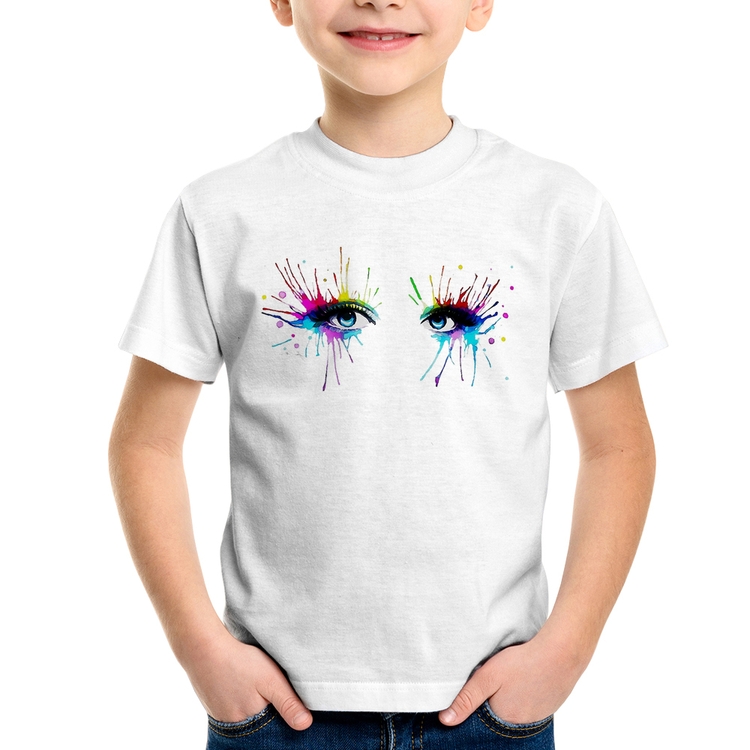 Camiseta Infantil Olhos Cores Pintura
