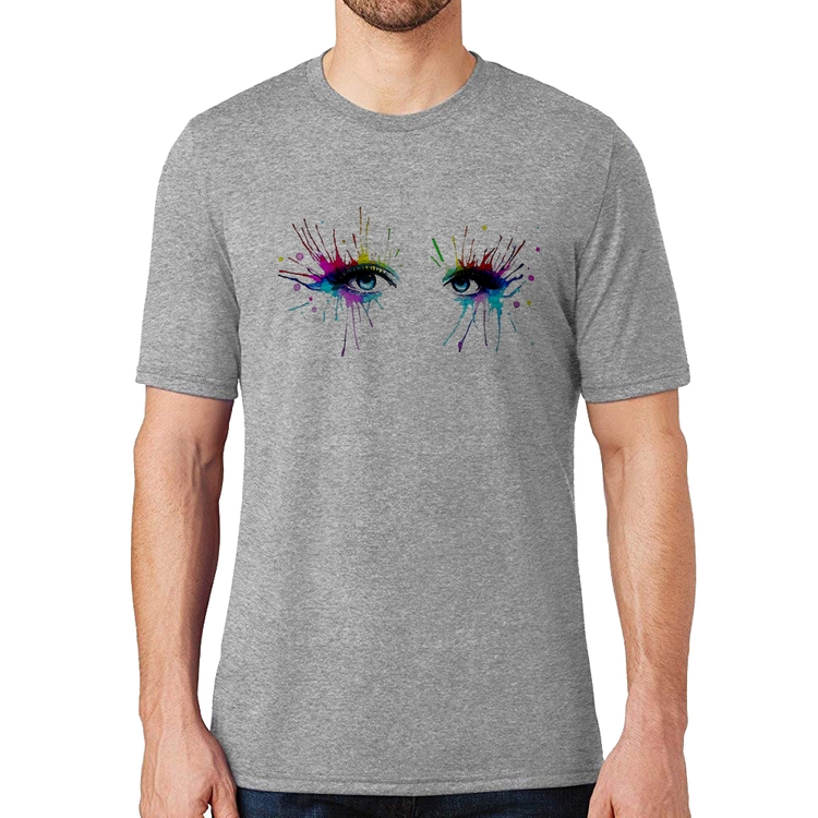 Camiseta Olhos Cores Pintura - Cinza