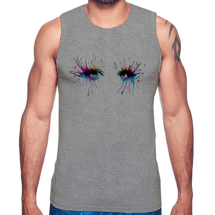 Regata Olhos Cores Pintura - Cinza