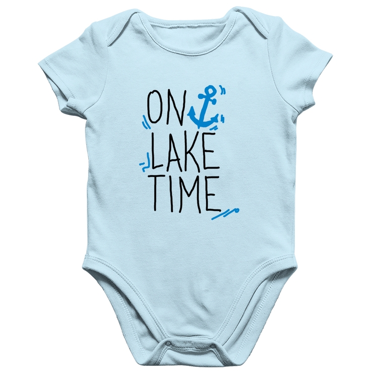 Body Bebê Algodão On Lake Time - Azul Bebê