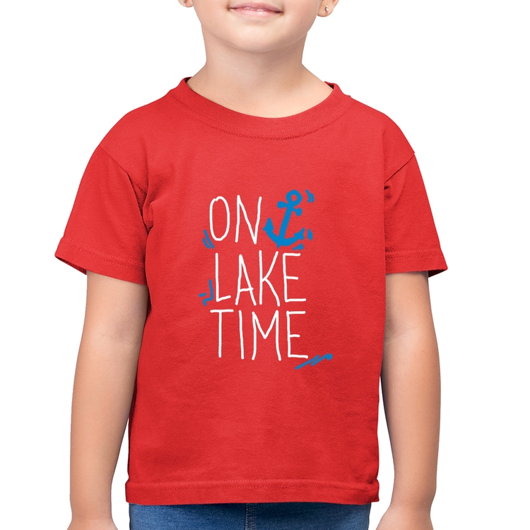 Camiseta Algodão Infantil On Lake Time - Vermelha