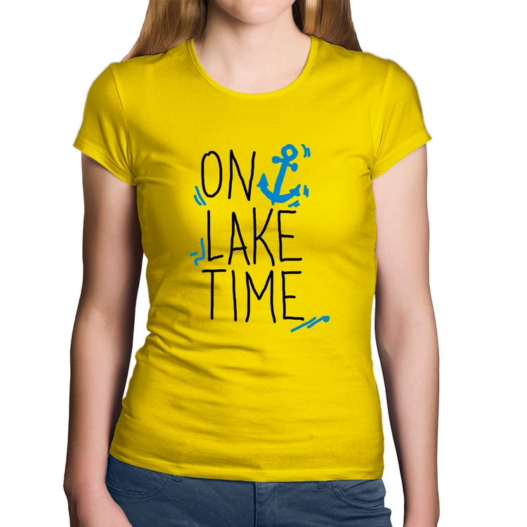 Baby Look Algodão On Lake Time - Amarela