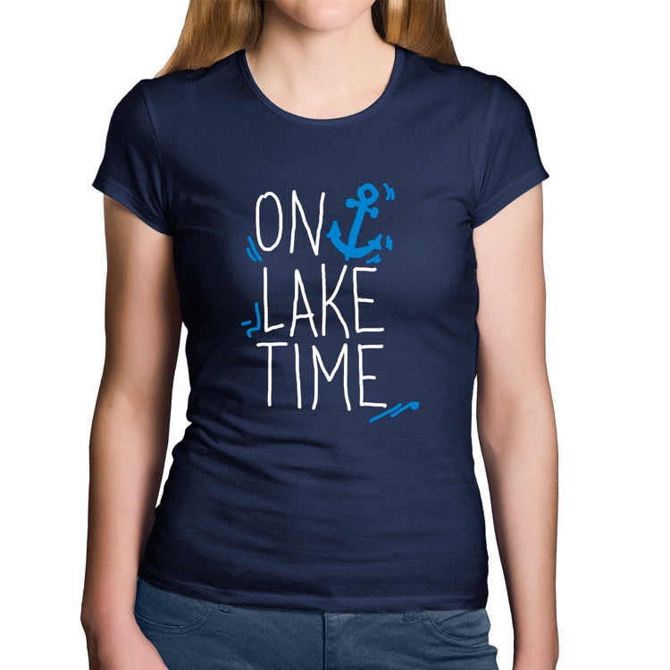 Baby Look Algodão On Lake Time - Marinho