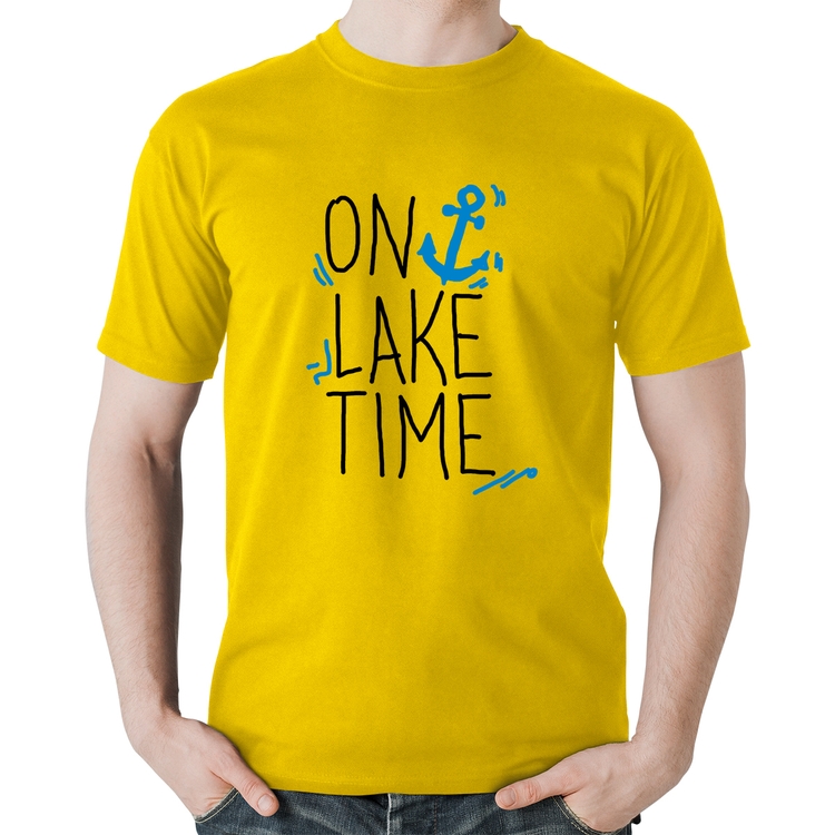 Camiseta Algodão On Lake Time - Amarela