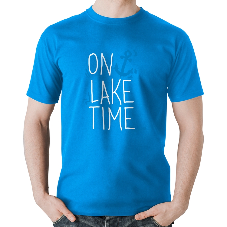 Camiseta Algodão On Lake Time - Azul