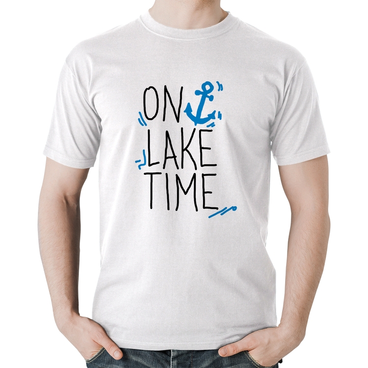 Camiseta Algodão On Lake Time - Branca