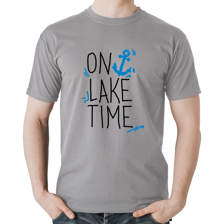 Camiseta Algodão On Lake Time - Cinza