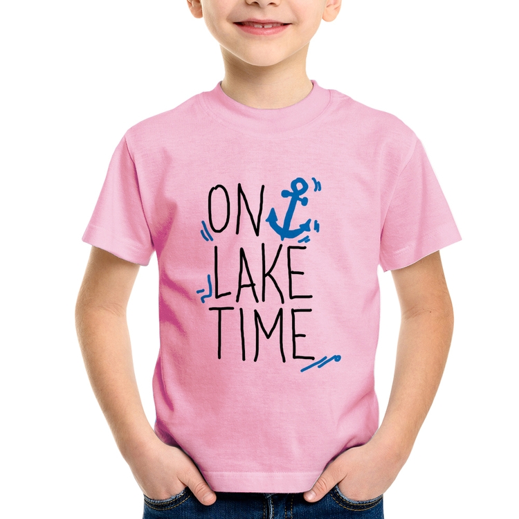 Camiseta Infantil On Lake Time - Rosa Bebê