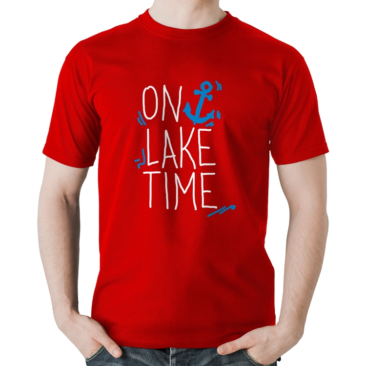 Camiseta Algodão On Lake Time - Vermelha
