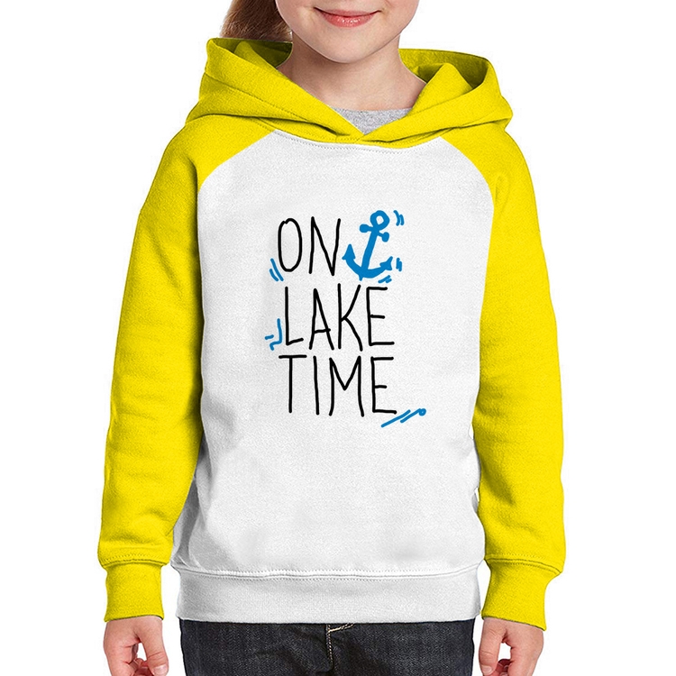 Moletom Infantil On Lake Time - Branco/Amarelo