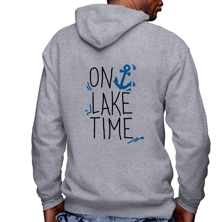 Blusa Moletom On Lake Time Masculina com Capuz e Zíper - Mescla