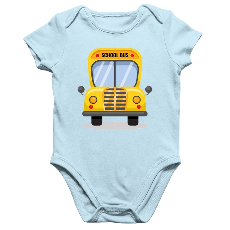Body Bebê Algodão Ônibus Escolar - Azul Bebê