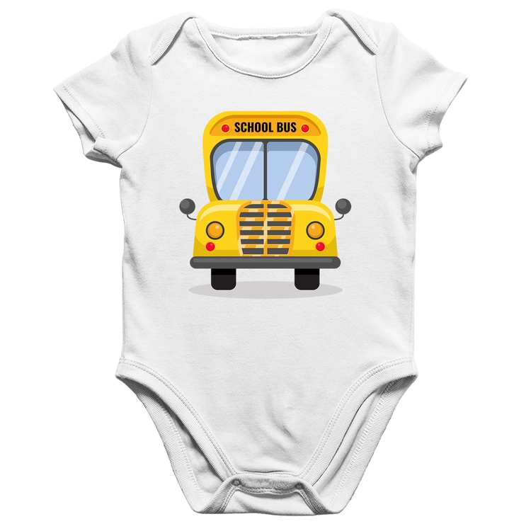 Body Bebê Algodão Ônibus Escolar - Branco