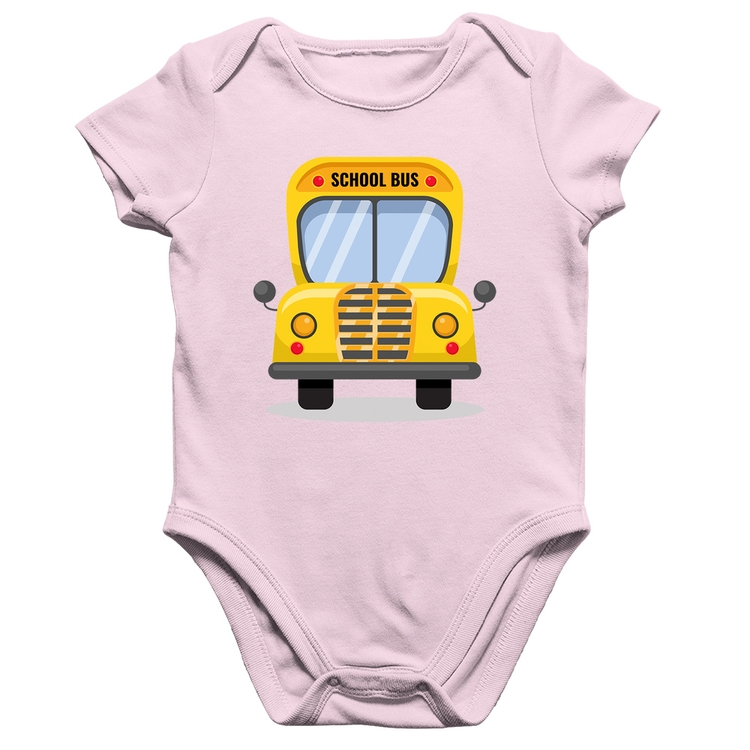 Body Bebê Algodão Ônibus Escolar - Rosa Bebê