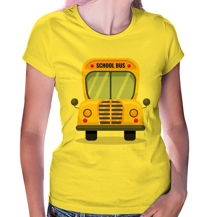 Baby Look Ônibus Escolar - Amarela