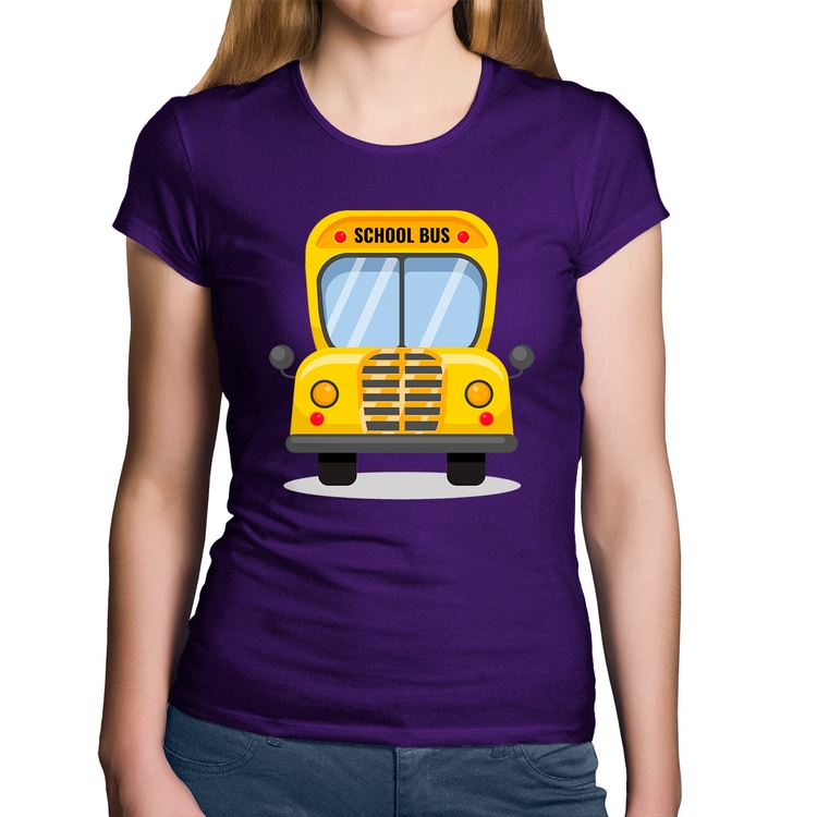 Baby Look Algodão Ônibus Escolar - Roxa