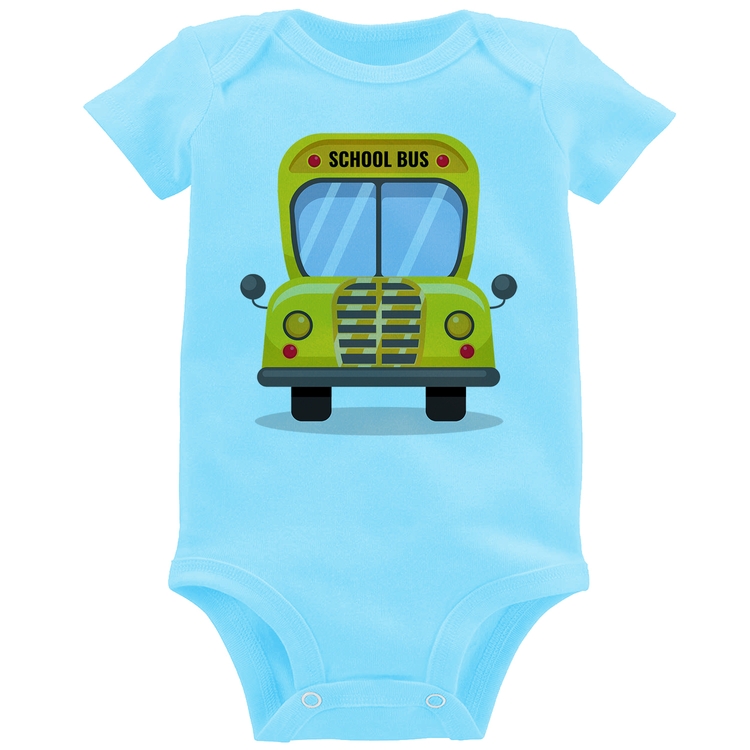Body Bebê Ônibus Escolar - Azul Bebê