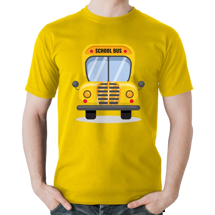 Camiseta Algodão Ônibus Escolar - Amarela